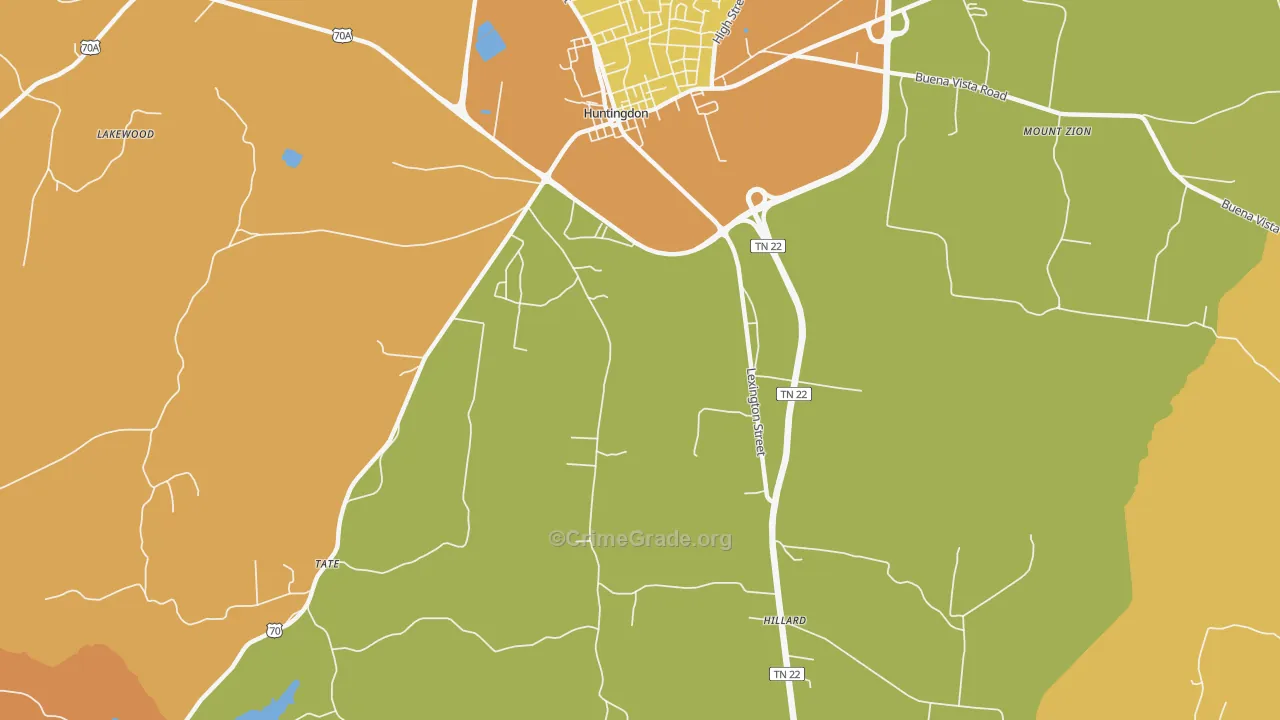 Hico, TN Map of Burglary Rates