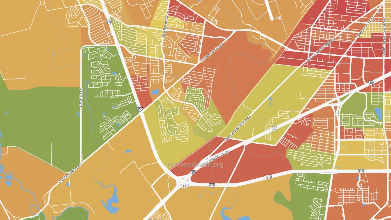 Hidden Cove-Indian Creek, San Antonio, TX Map of Burglary Rates