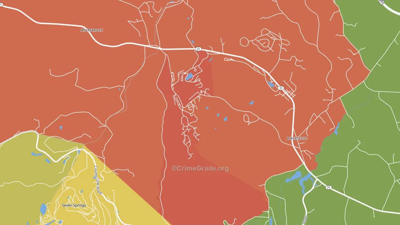 Hidden Valley, PA Map of Burglary Rates