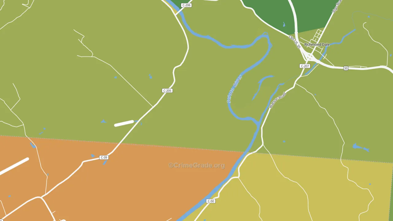 Higby, OH Map of Burglary Rates