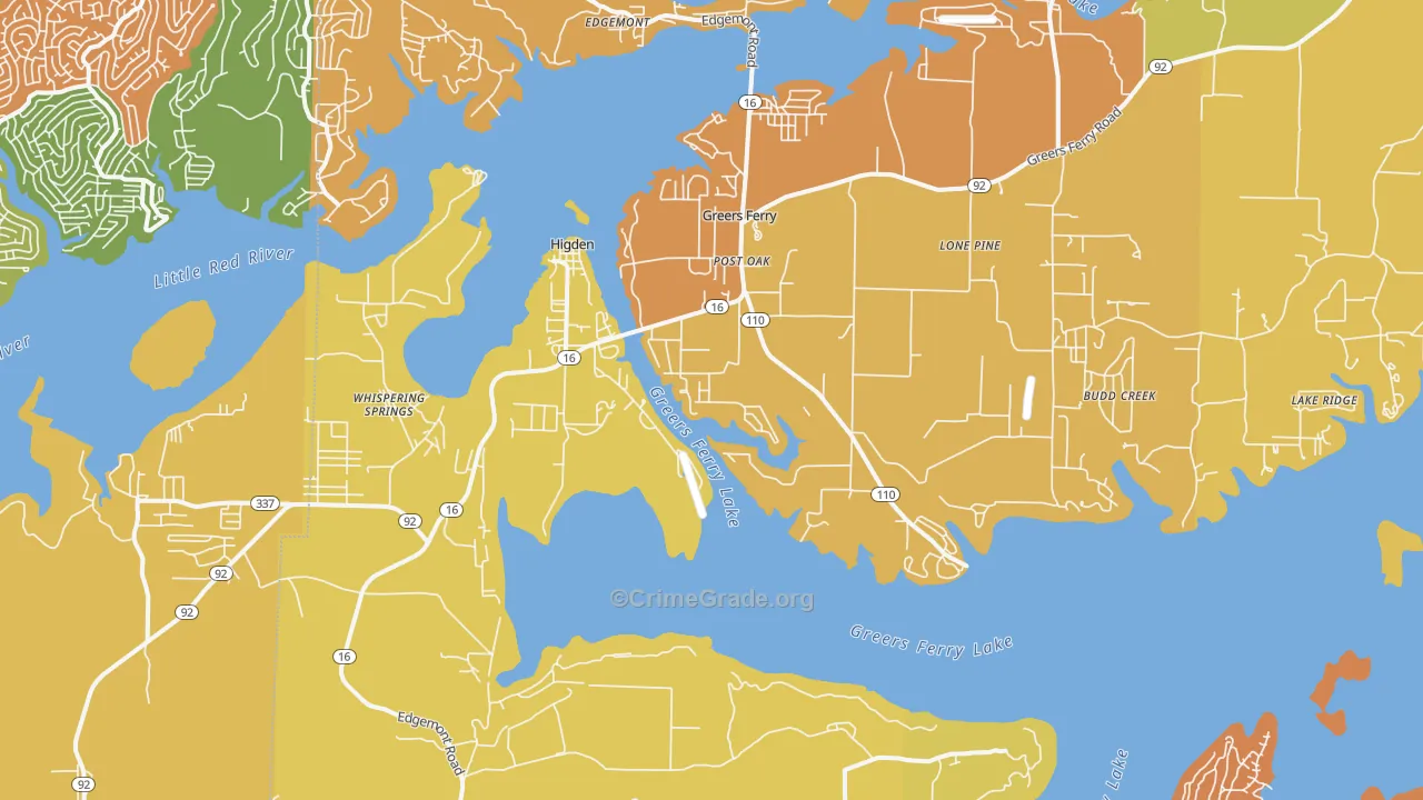 Higden, AR Map of Burglary Rates