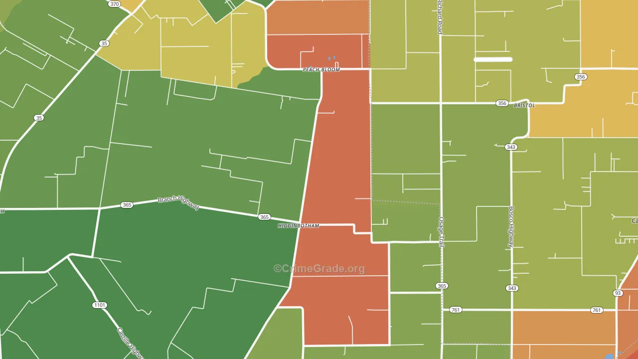 Higginbotham, LA Map of Burglary Rates