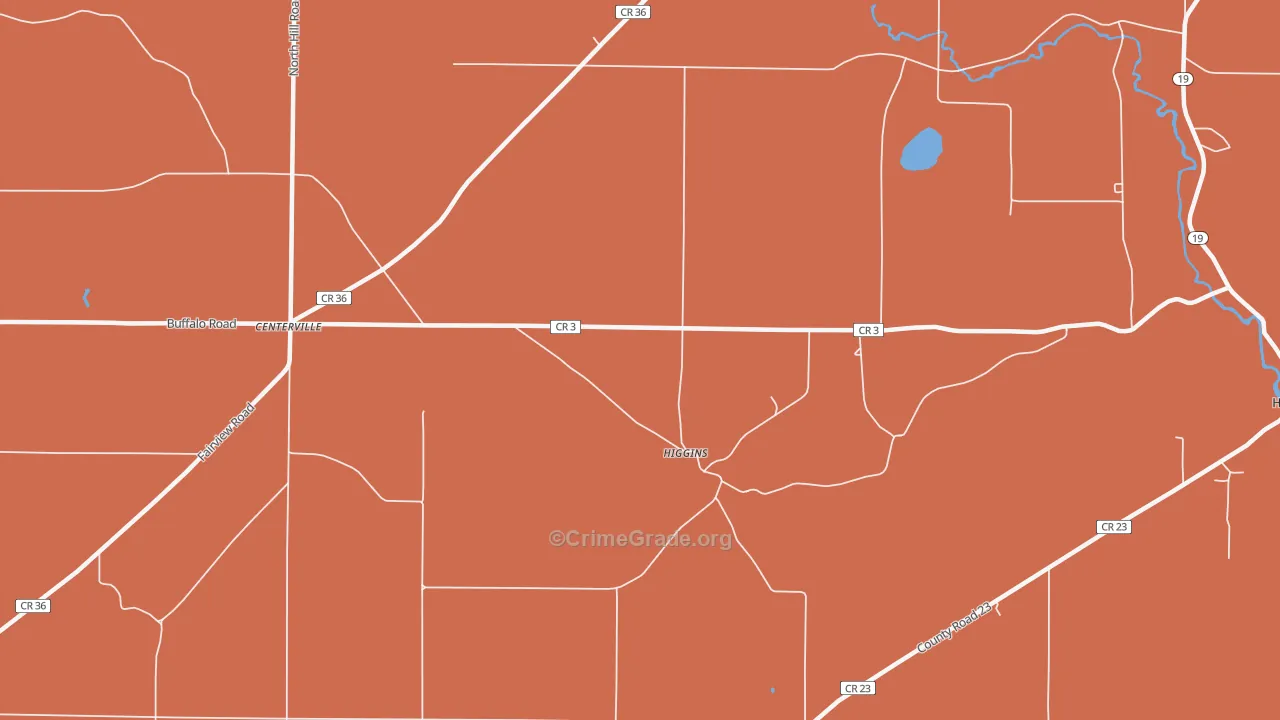 Higgins, NY Map of Burglary Rates