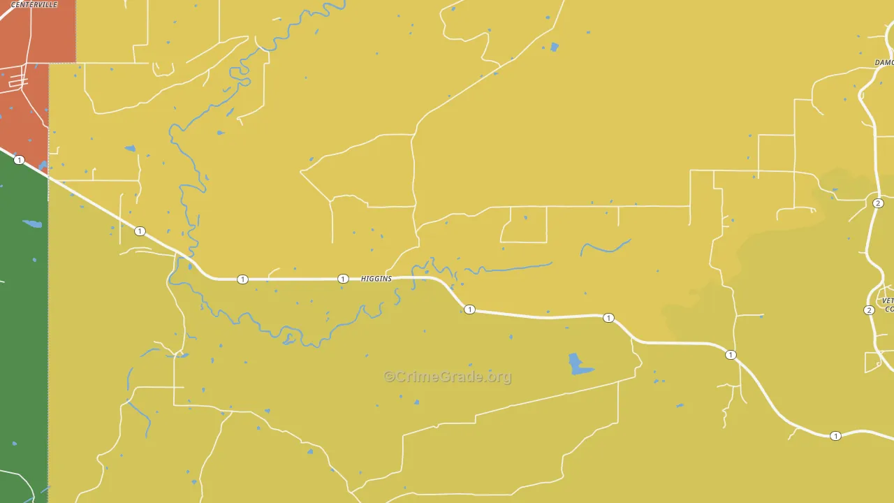 Higgins, OK Map of Burglary Rates