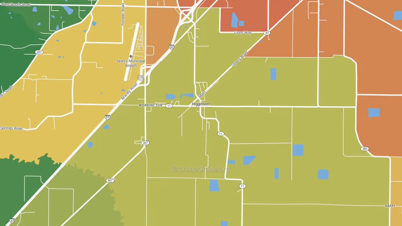 Higginson, AR Map of Burglary Rates