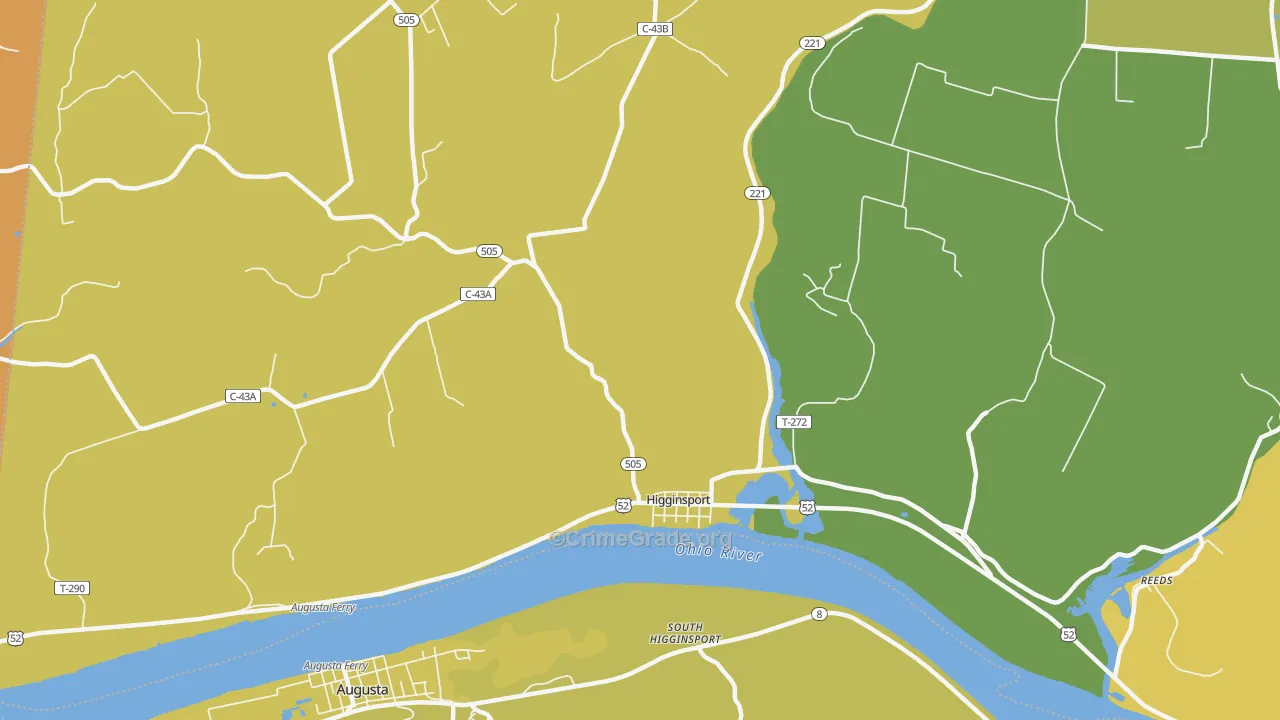 Higginsport, OH Map of Burglary Rates