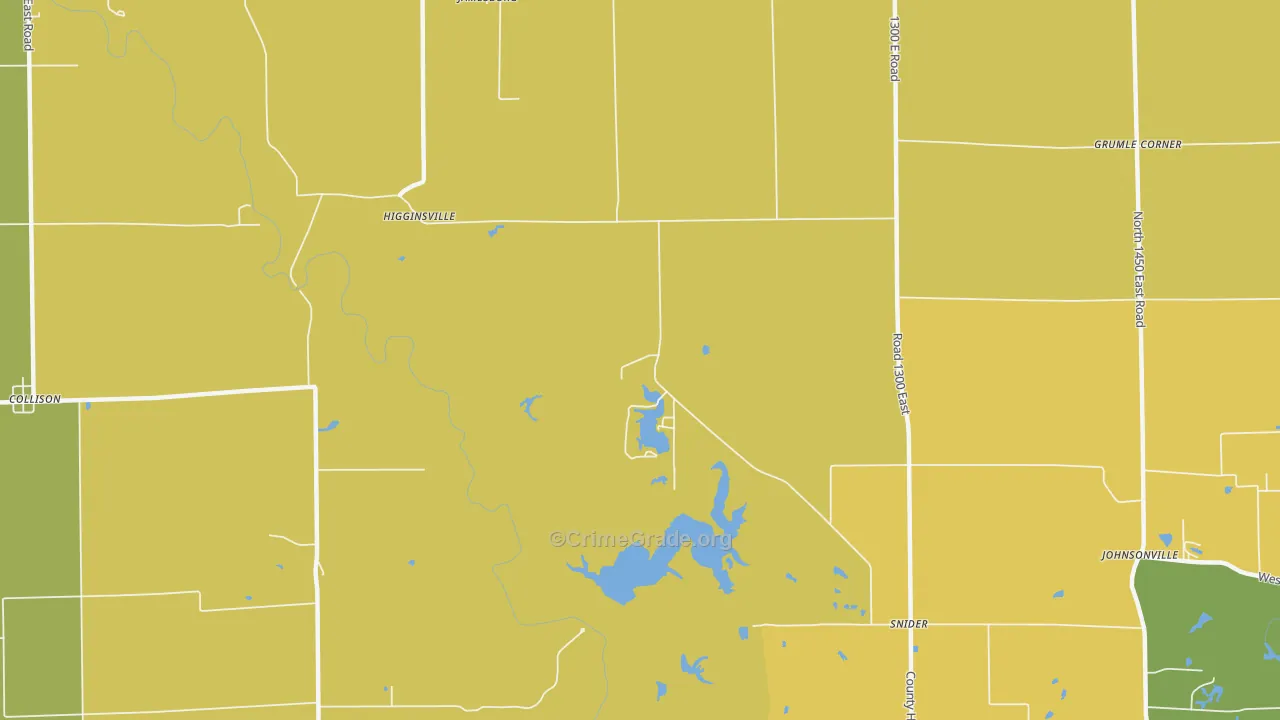 Higginsville, IL Map of Burglary Rates