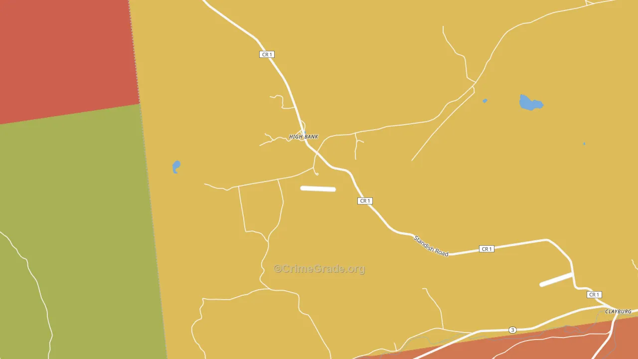 High Bank, NY Map of Burglary Rates