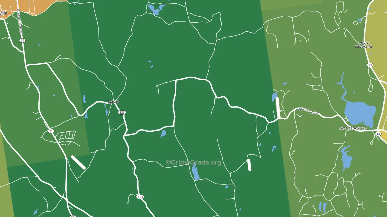 High Bridge, NH Map of Burglary Rates