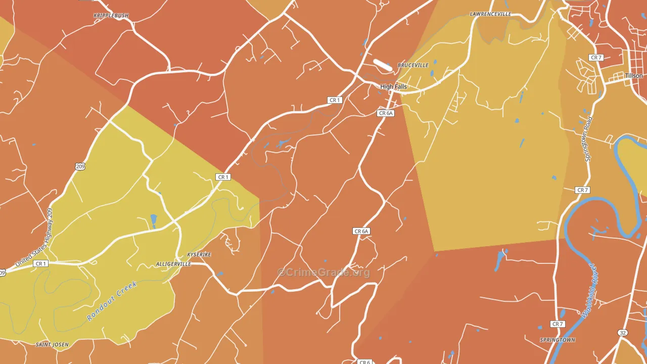 High Falls, NY Map of Burglary Rates