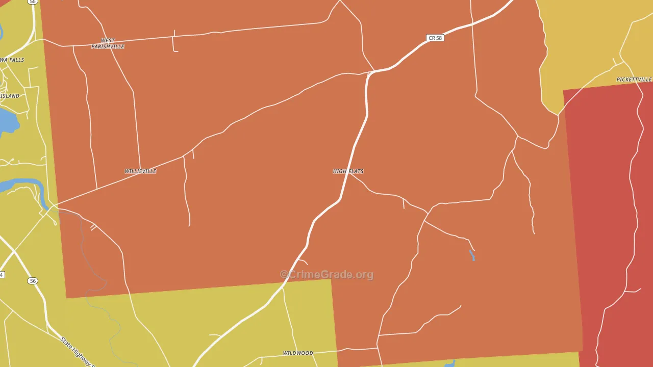 High Flats, NY Map of Burglary Rates