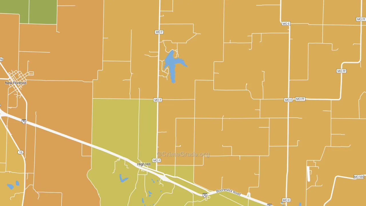 High Hill, MO Map of Burglary Rates