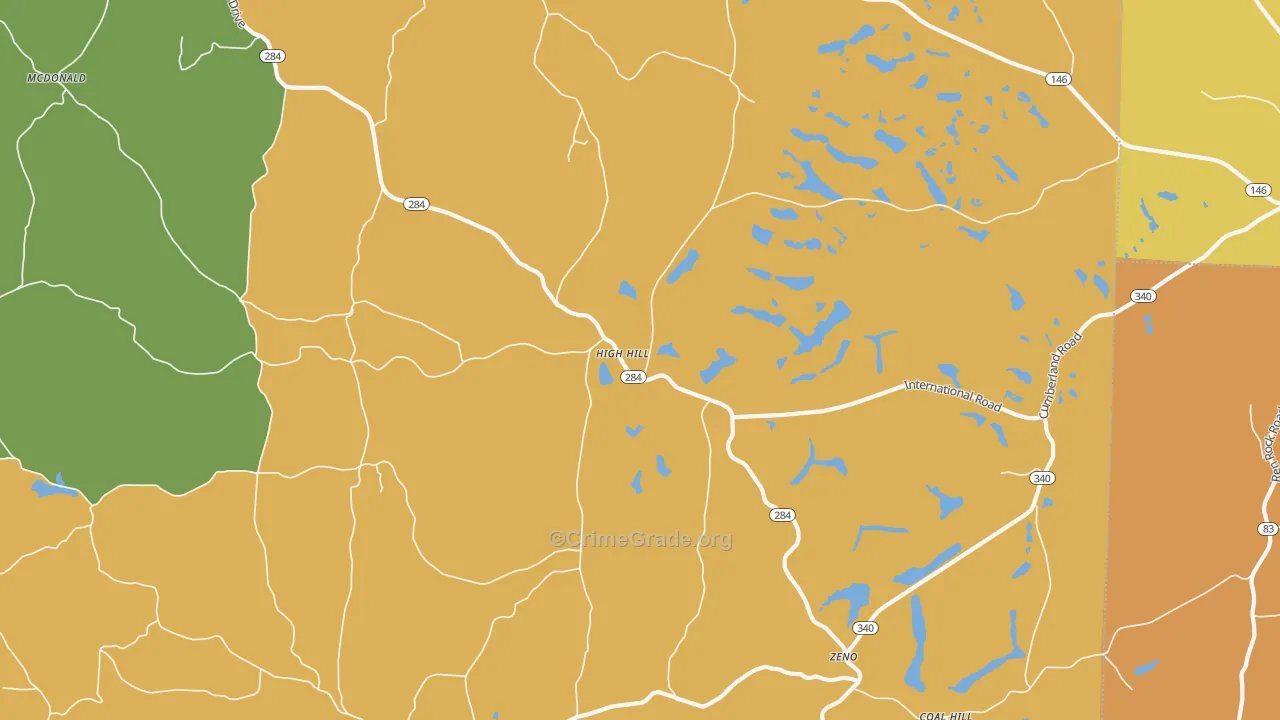 High Hill, OH Map of Burglary Rates
