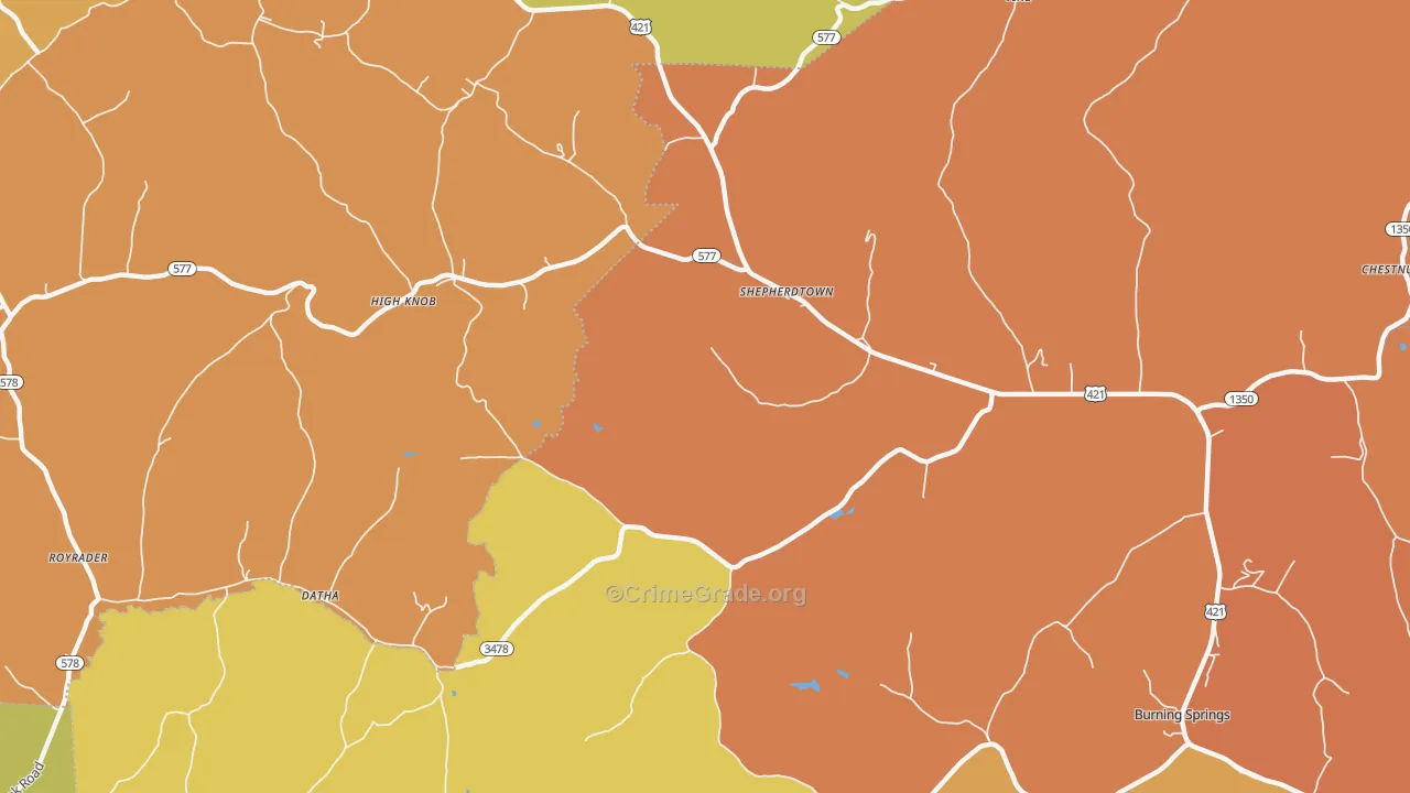 High Knob, KY Map of Burglary Rates