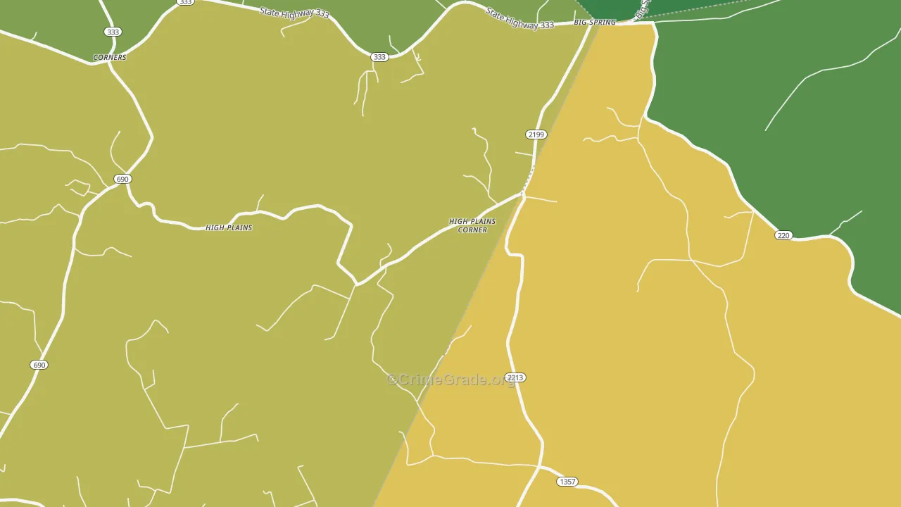 High Plains, KY Map of Burglary Rates