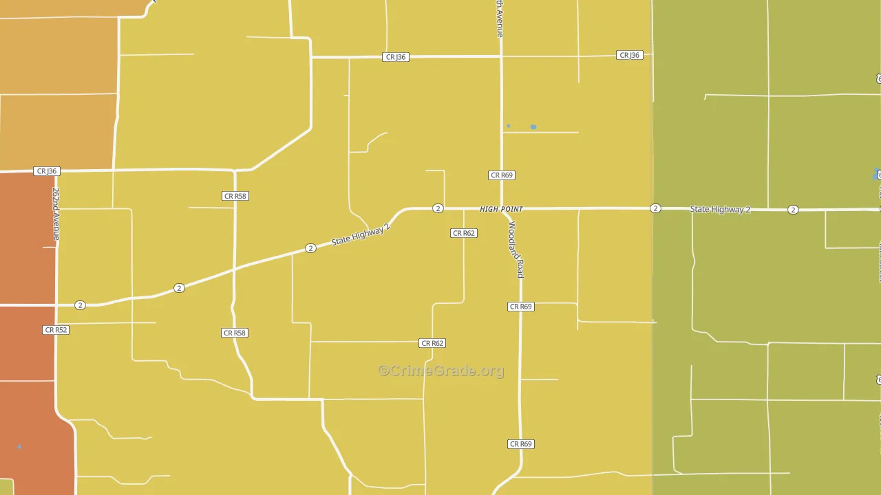 High Point, IA Map of Burglary Rates