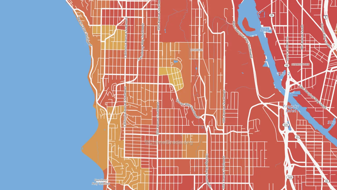 High Point, Seattle, WA Map of Burglary Rates