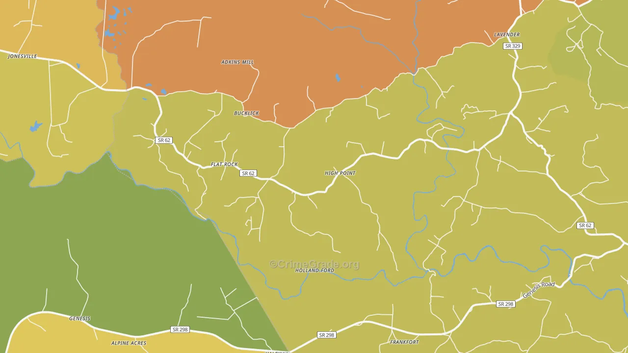 High Point, TN Map of Burglary Rates