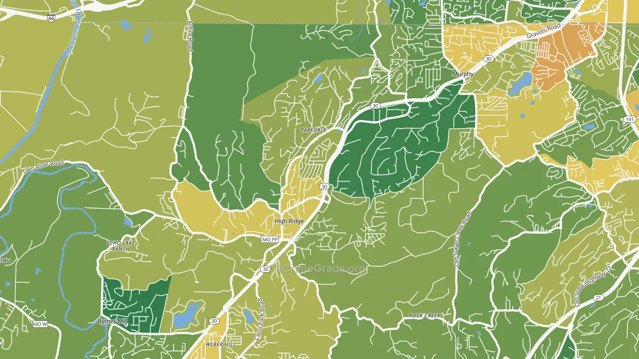 High Ridge, MO Map of Burglary Rates