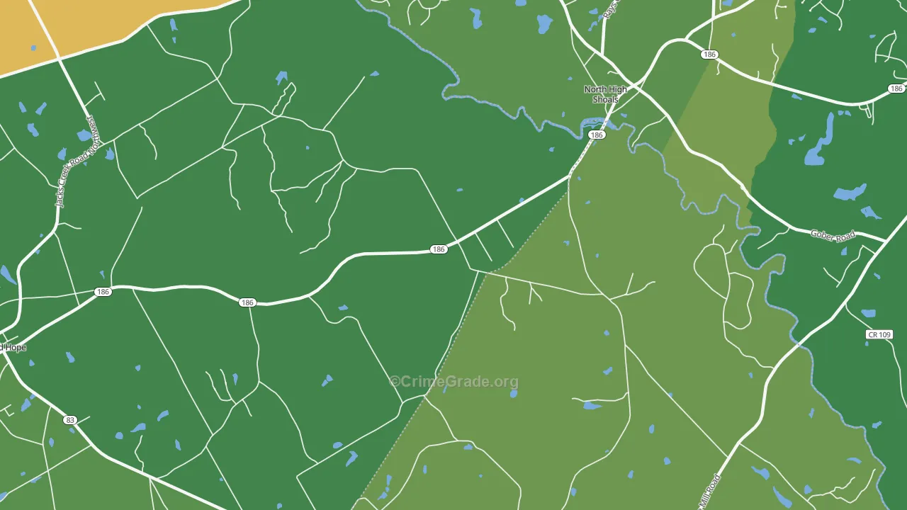 High Shoals, GA Map of Burglary Rates