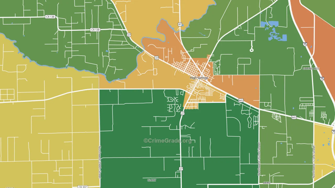 High Springs, FL Map of Burglary Rates