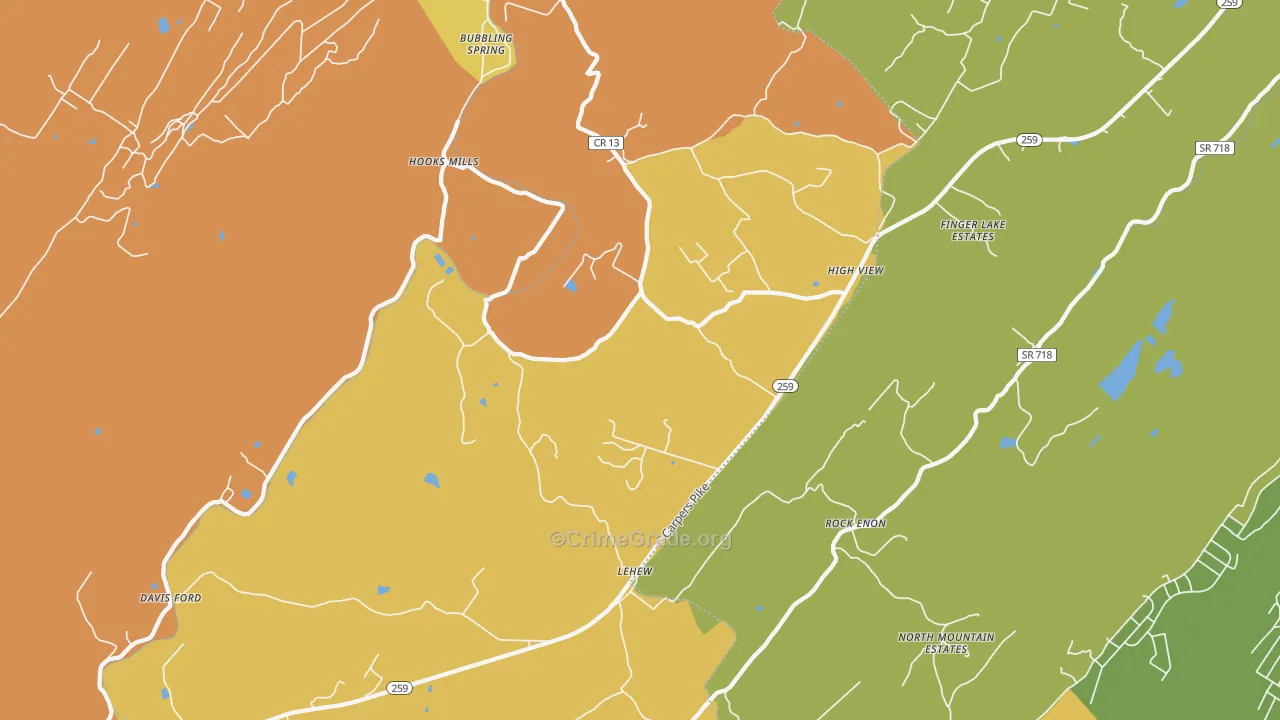 High View, WV Map of Burglary Rates