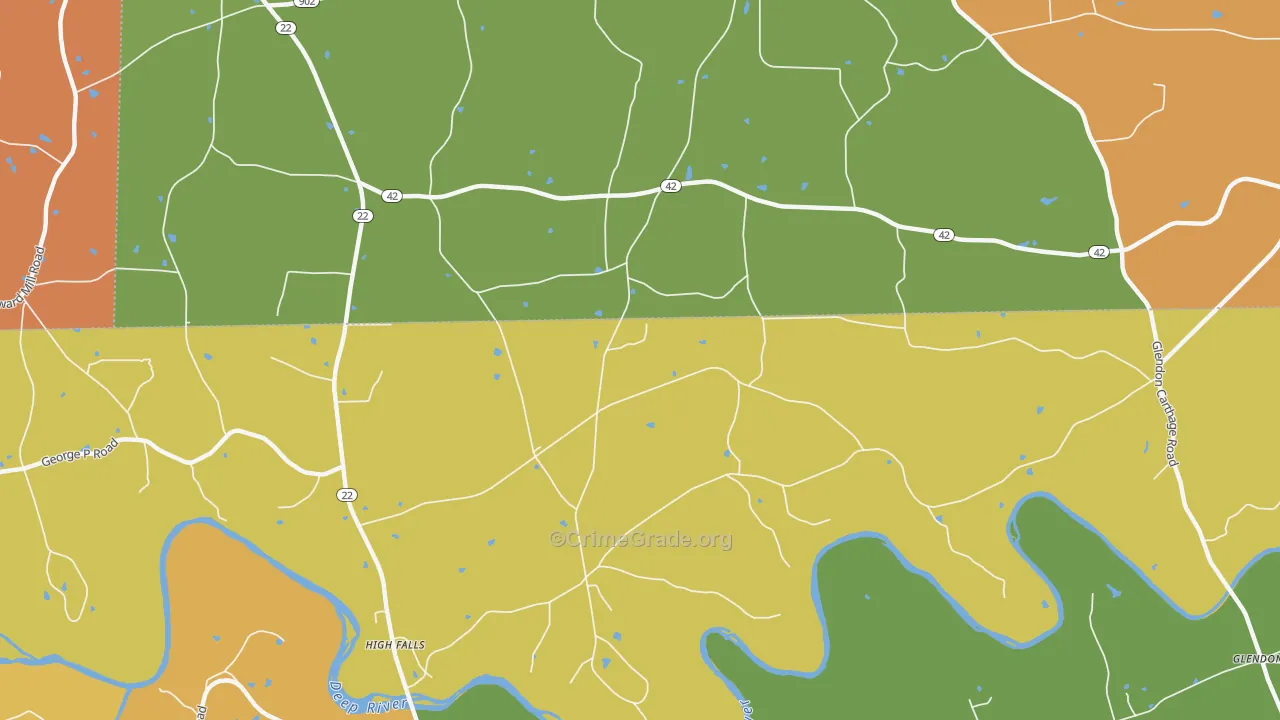 Highfalls, NC Map of Burglary Rates
