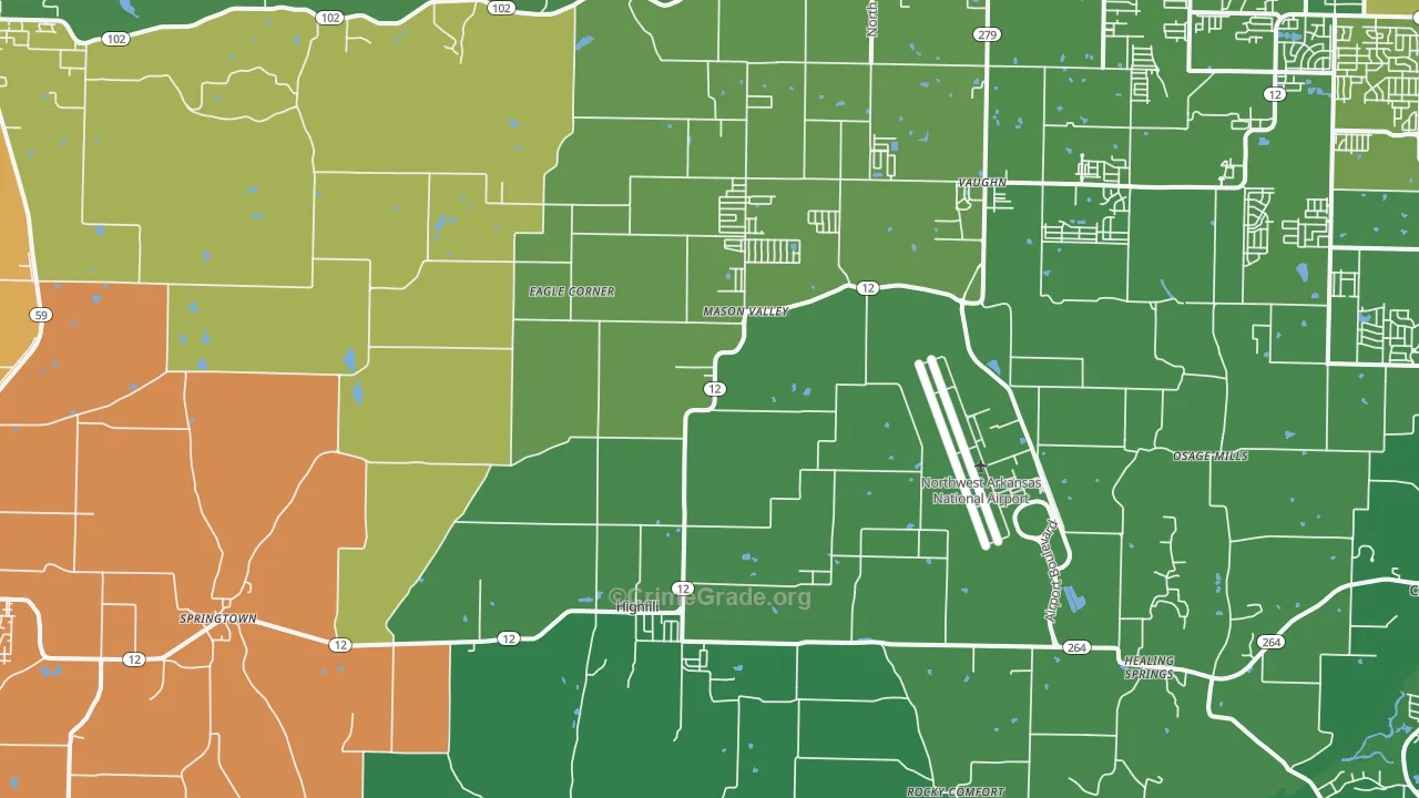 Highfill, AR Map of Burglary Rates