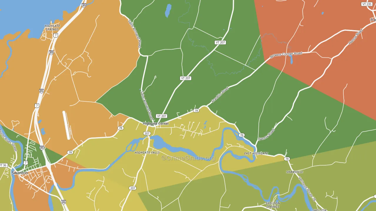 Highgate Center, VT Map of Burglary Rates