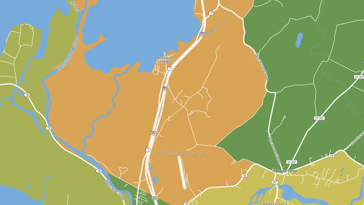 Highgate Springs, VT Map of Burglary Rates