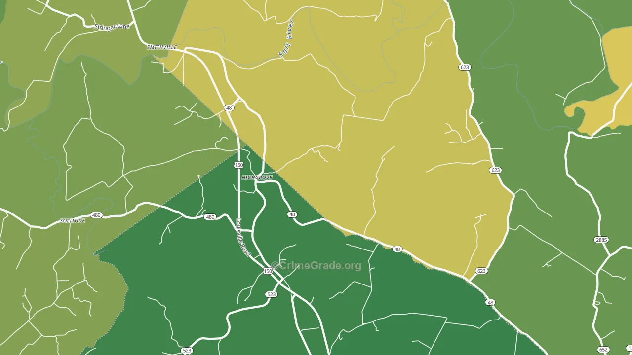 Highgrove, KY Map of Burglary Rates
