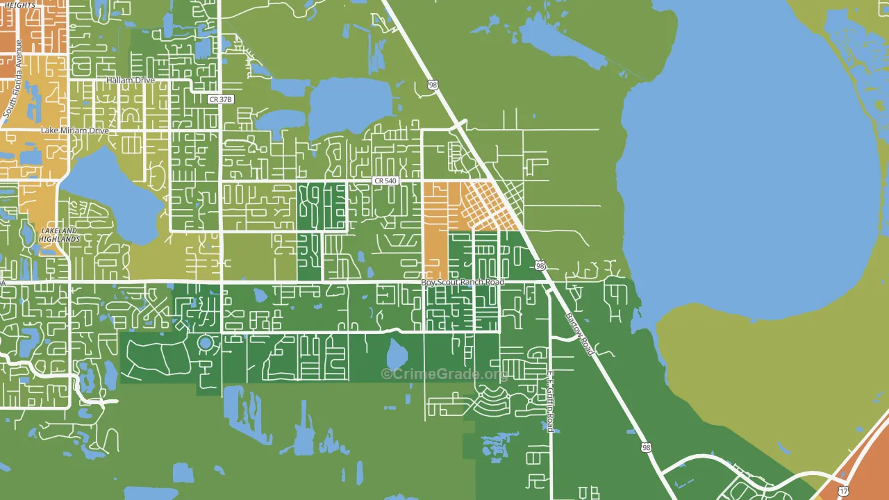 Highland City, FL Map of Burglary Rates