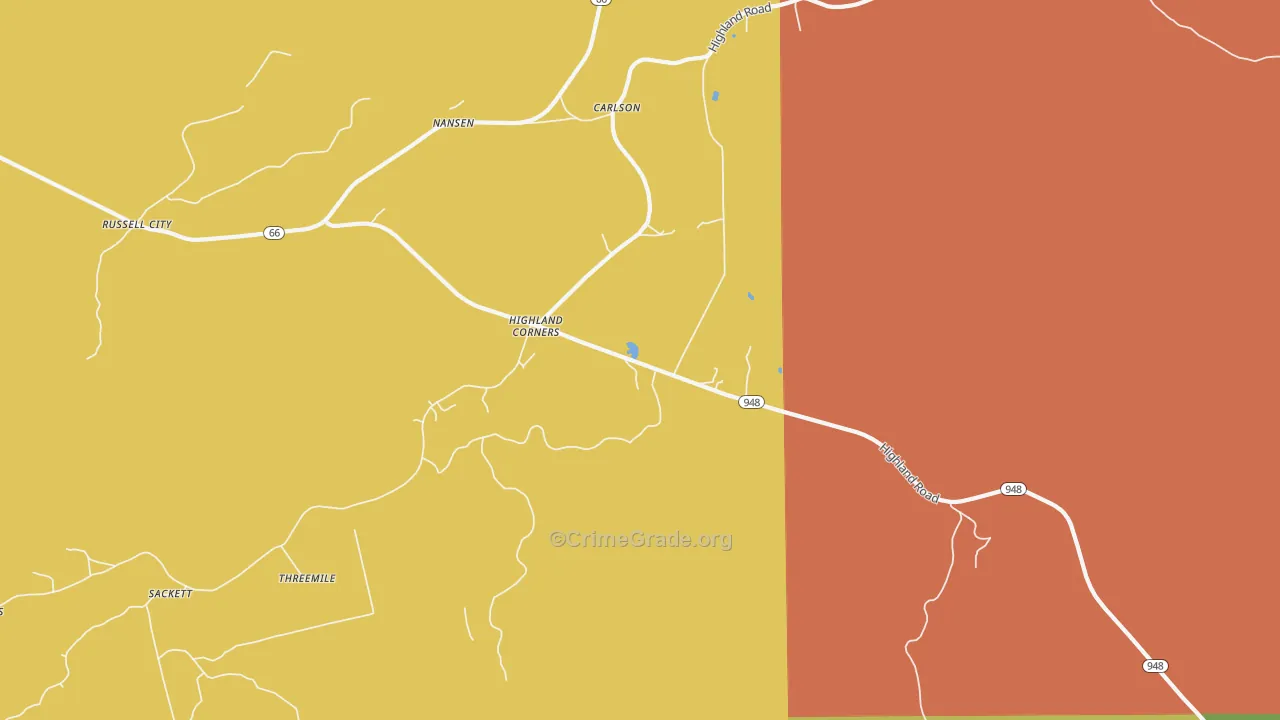 Highland Corners, PA Map of Burglary Rates