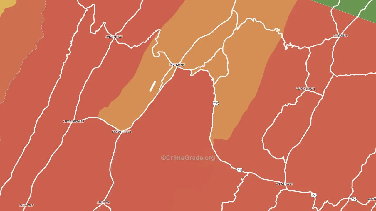 Highland County, VA Map of Burglary Rates