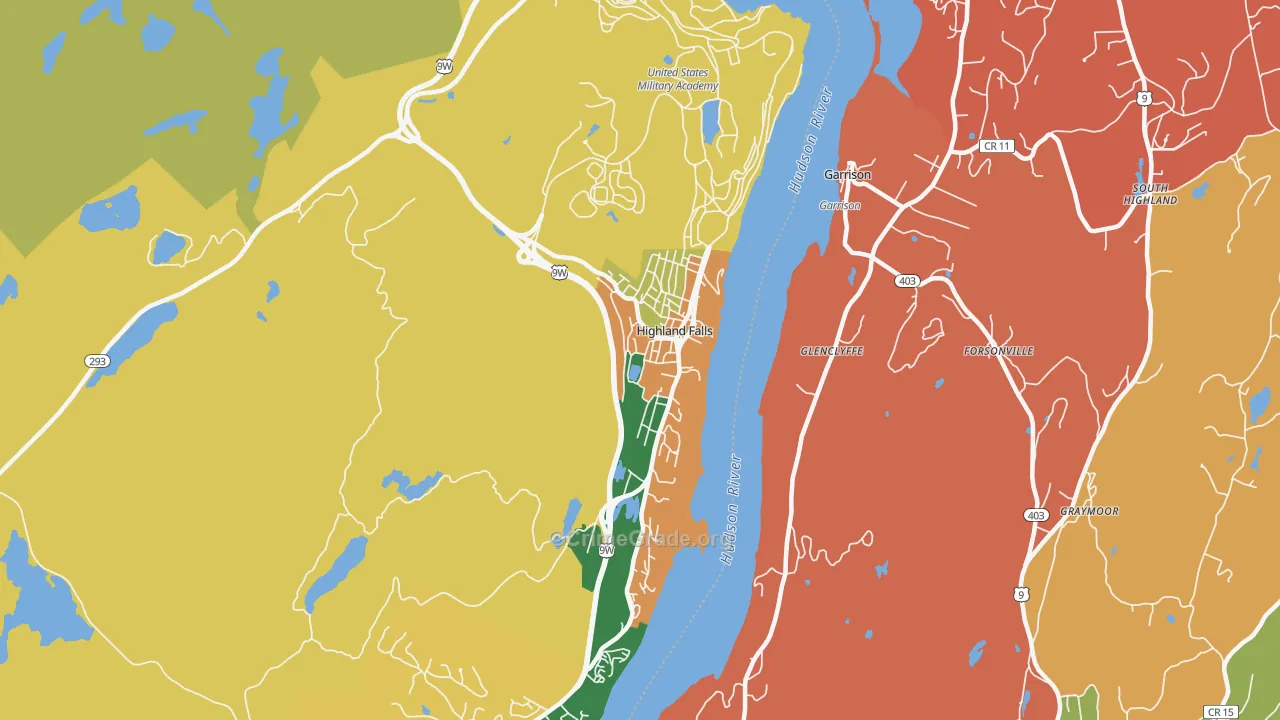 Highland Falls, NY Map of Burglary Rates