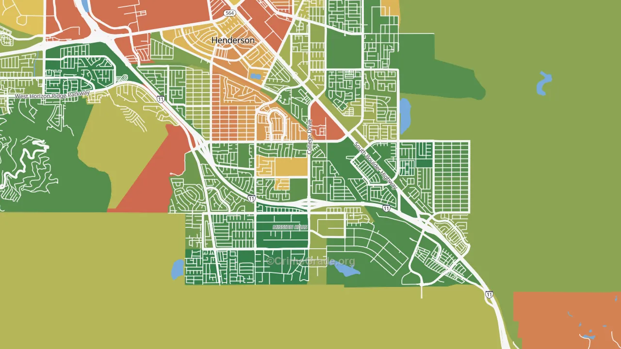Highland Hills, Henderson, NV Map of Burglary Rates