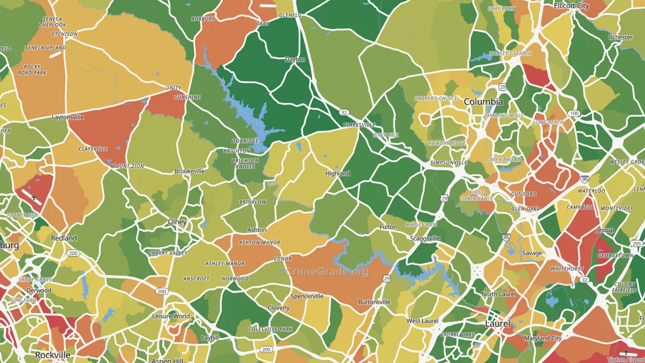 Highland, MD Map of Burglary Rates