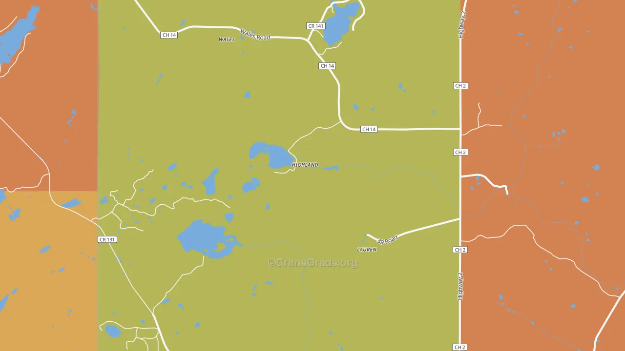 Highland, MN Map of Burglary Rates