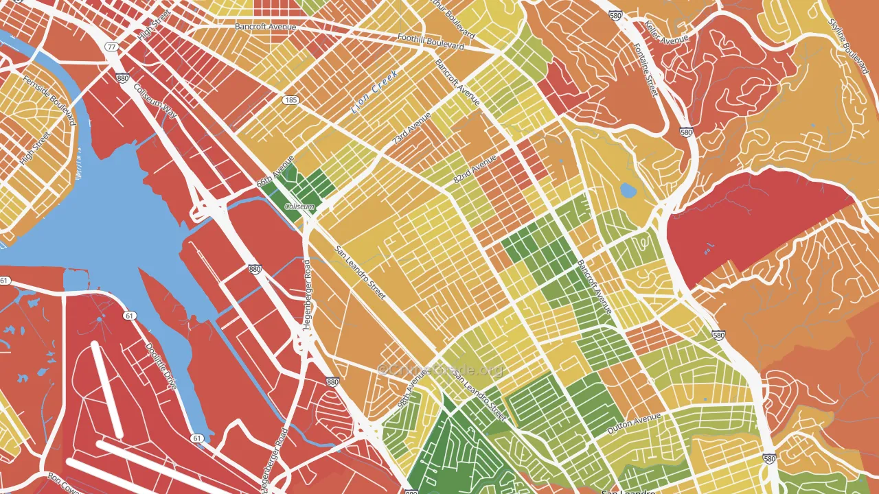 Highland, Oakland, CA Map of Burglary Rates