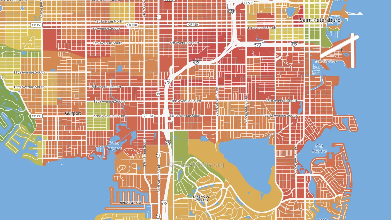 Highland Oaks, St. Petersburg, FL Map of Burglary Rates