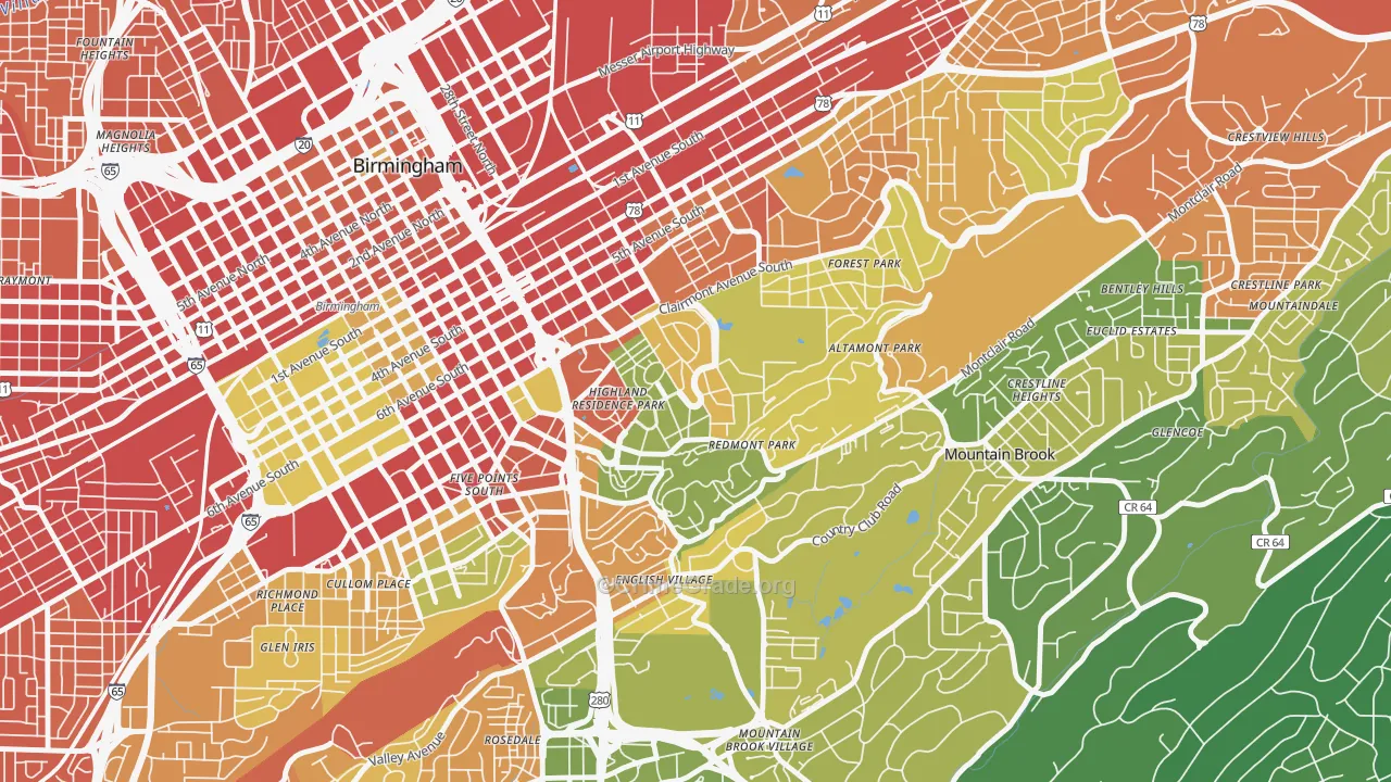 Highland Park, Birmingham, AL Map of Burglary Rates