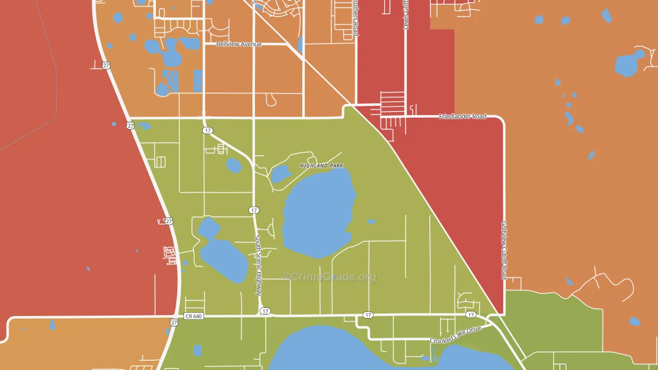 Highland Park, FL Map of Burglary Rates