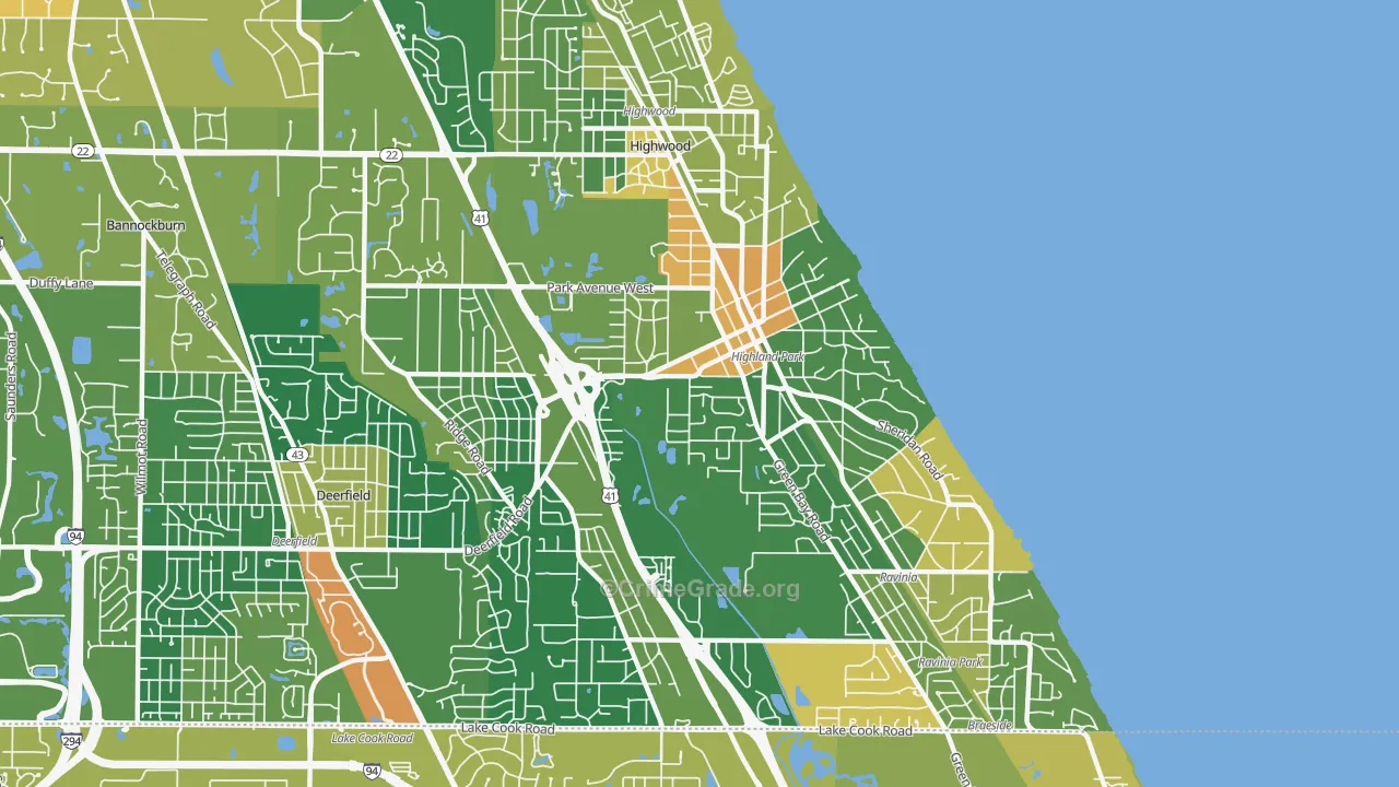 Highland Park, IL Map of Burglary Rates