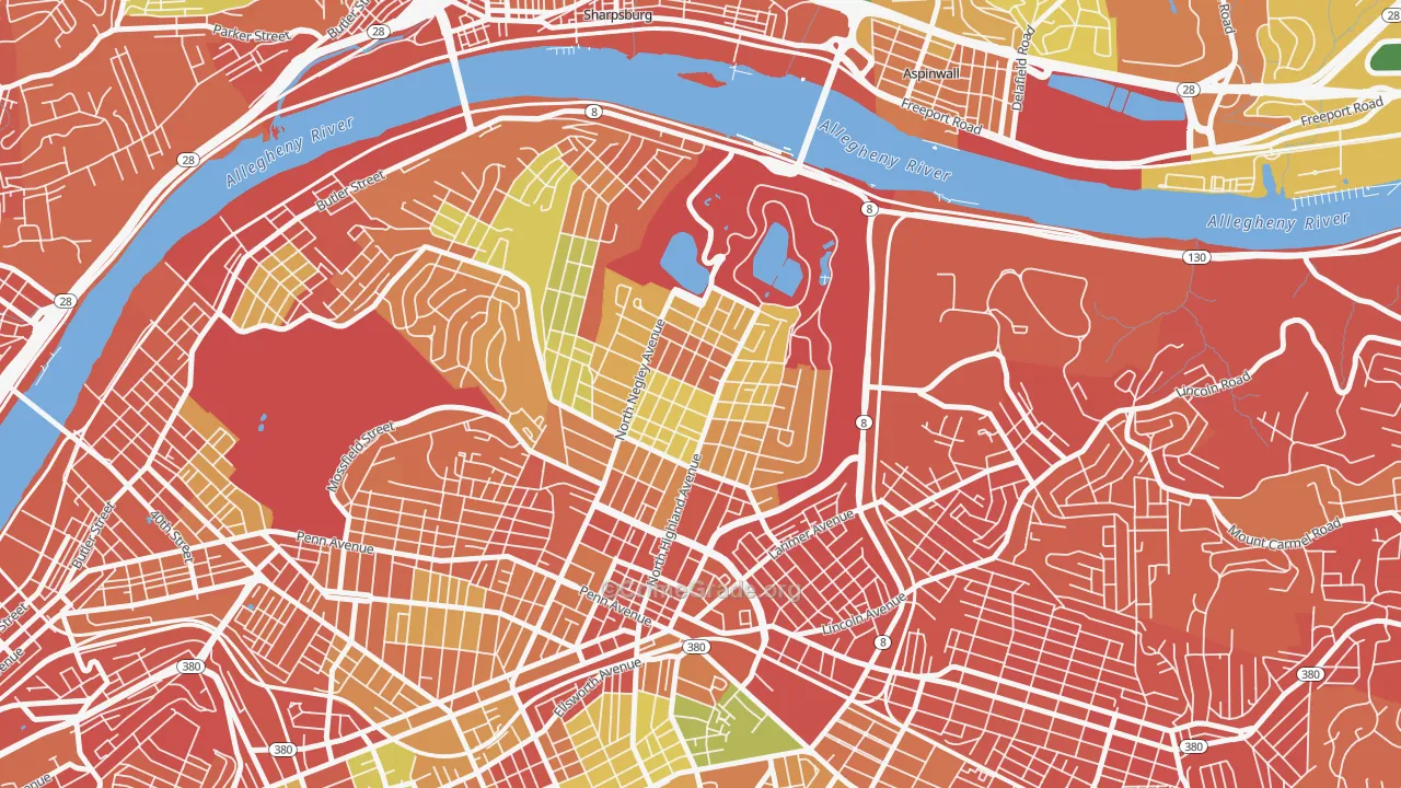 Highland Park, Pittsburgh, PA Map of Burglary Rates