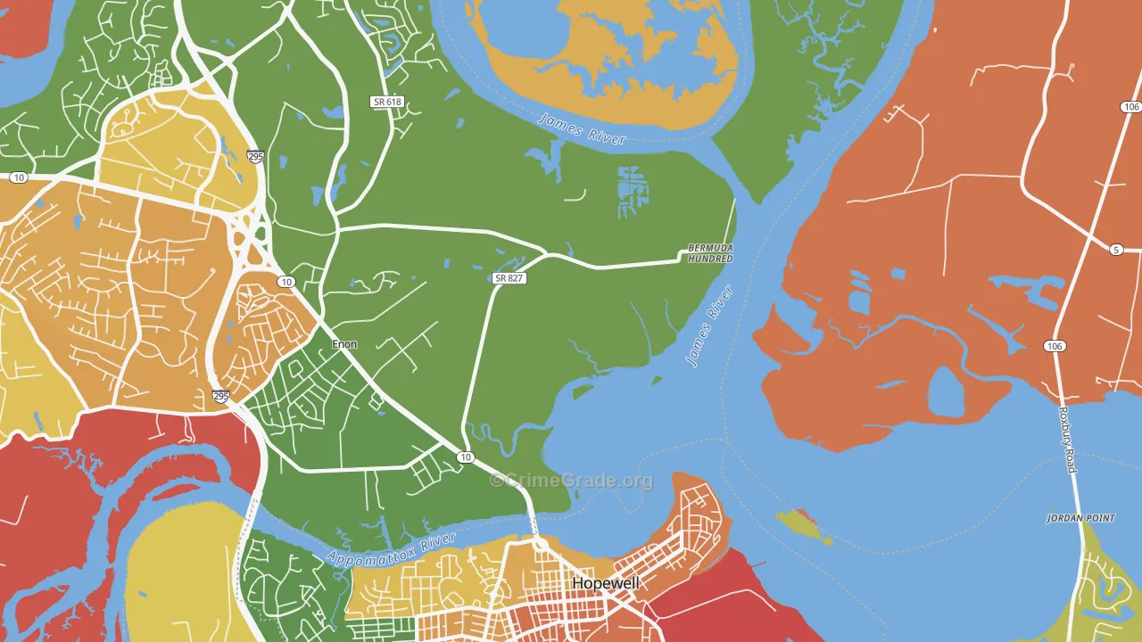 Highland Park, VA Map of Burglary Rates