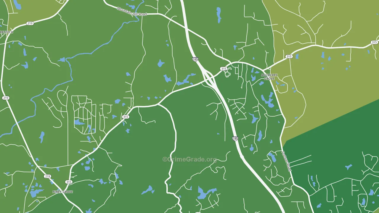 Highland Pines, GA Map of Burglary Rates