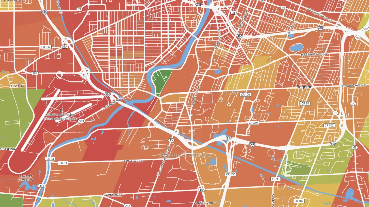 Highland, Rochester, NY Map of Burglary Rates