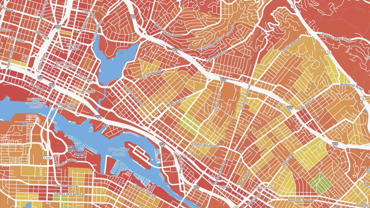 Highland Terrace, Oakland, CA Map of Burglary Rates