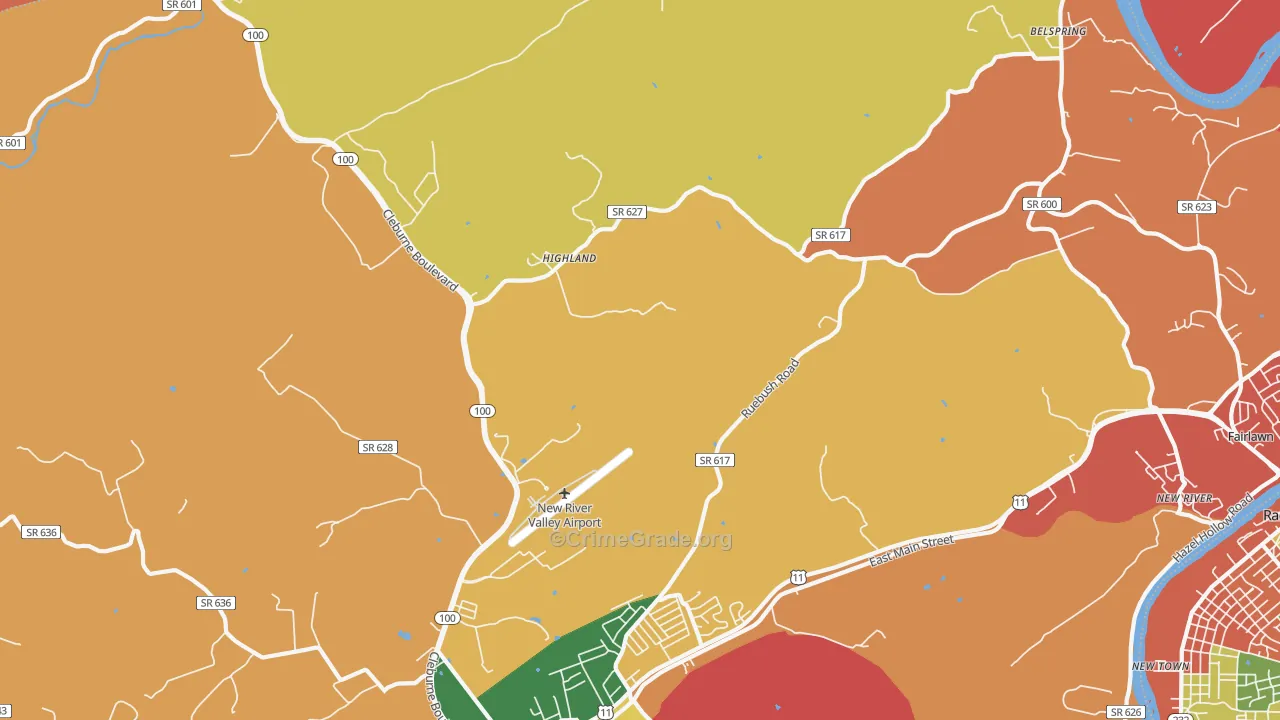 Highland, VA Map of Burglary Rates