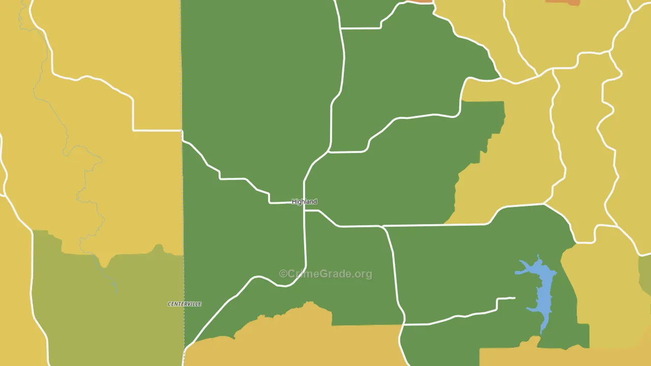 Highland, WI Map of Burglary Rates